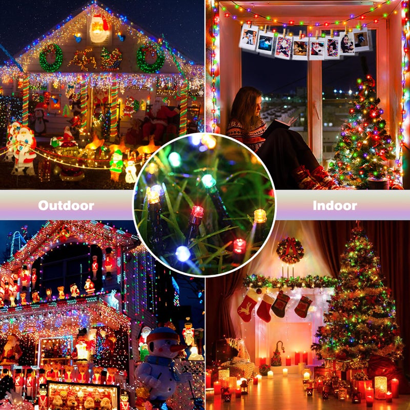 Toodour Solar Christmas Lights Outdoor, 2 Packs Total 144ft 400 LED Solar String Lights with 8 Mode, Outdoor Christmas String Light for Garden, Patio, Fence, Balcony, Xmas Tree Decor - Multicolor - Image 2